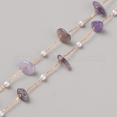 Цепочки из натурального аметиста и АБС-пластика CHC-TAC0010-04-1