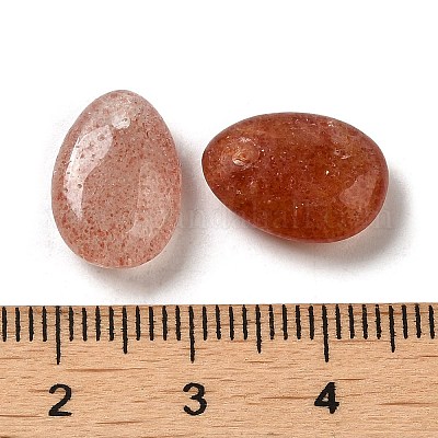 Подвески-капли из натурального клубничного кварца G-M410-01-10-1