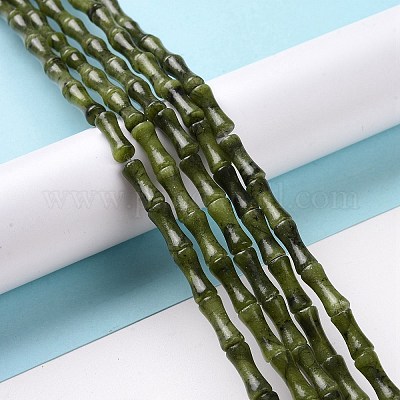 天然中国南部翡翠ビーズ連売り 竹の棒 12x5mm 穴：1.2mm 約32個/連