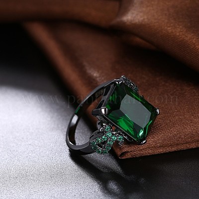 Модные латунные кольца из стекла&nbsp;RJEW-BB21001-A-8-1