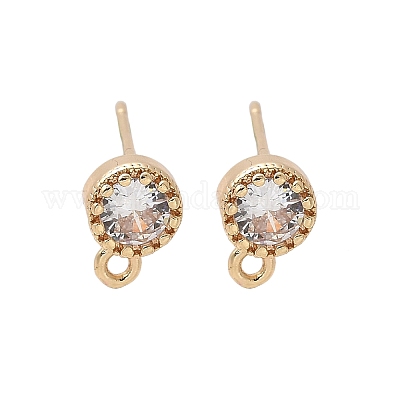 Серьги-гвоздики из латуни с прозрачным кубическим цирконием для женщин KK-A244-10A-G-1