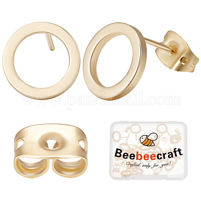Wholesale Beebeecraft 1 Box 40Pcs Circle Stud Earring 18K Gold Plated  Geometry Round Hollow Out Studs Earring with Ear Nuts for Women Earring  Making Supplies 
