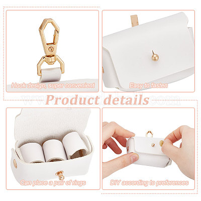 Чехол для хранения обручальных колец из искусственной кожи с застежками из сплава и наклейками из ПВХ для домашних животных AJEW-FG0004-27A-1