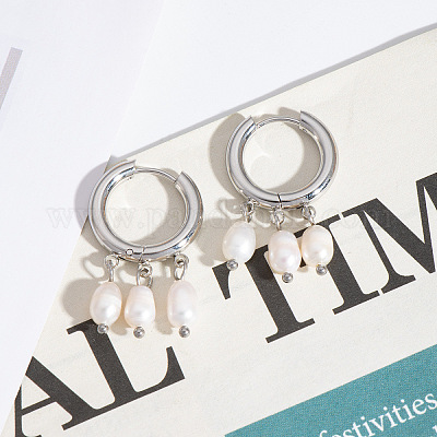 Модные серьги-люстры из нержавеющей стали 304 с рисунком риса HF3347-2-1