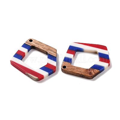 Подвески из непрозрачной полосатой смолы и орехового дерева в честь Дня независимости RESI-U010-02I-1
