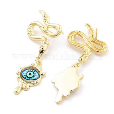 Серьги-гвоздики из латуни с покрытием в виде стойки EJEW-C108-07G-1