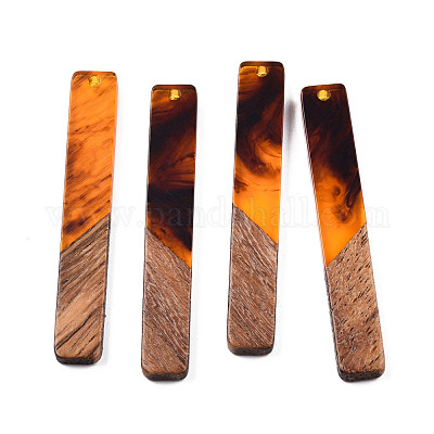 Большие подвески из прозрачной смолы и орехового дерева RESI-N025-034-C02-1