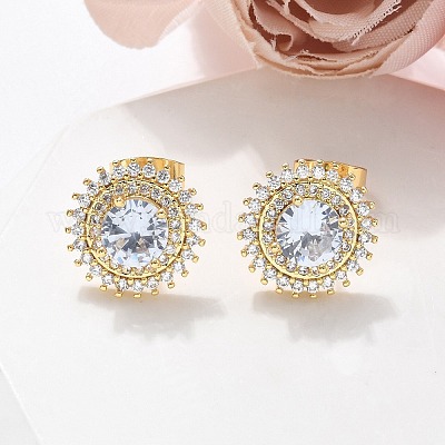 Серьги-гвоздики из циркония EJEW-C139-01G-1