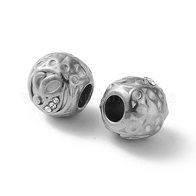 Европейские бусины из нержавеющей стали 304 со стразами STAS-A092-10G-P-1