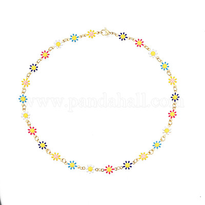 Колье с эмалевыми звеньями NJEW-N049-01-1