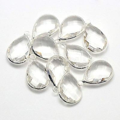 Серебряные плакированные медью стеклянные стеклянные подвески&nbsp;GLAA-J017A-S-1