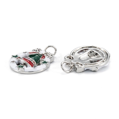 Рождественские тематические латунные подвески с микропейвом и кубическим цирконием ZIRC-L101-06P-1