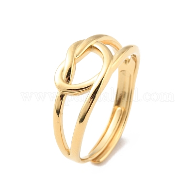 Регулируемые полые кольца в форме сердца из нержавеющей стали 304 на день святого Валентина RJEW-D002-36G-1