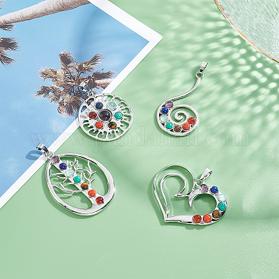 4 шт. 4 подвески с драгоценными камнями чакры G-PH0001-85-1