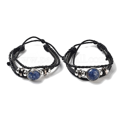 Многониточные браслеты из натуральной натуральной голубой пятнистой яшмы BJEW-Q337-01I-1