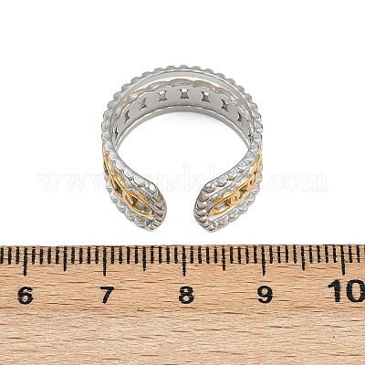 Двухцветные манжетные кольца из нержавеющей стали 304 RJEW-S635-01GP-14-1