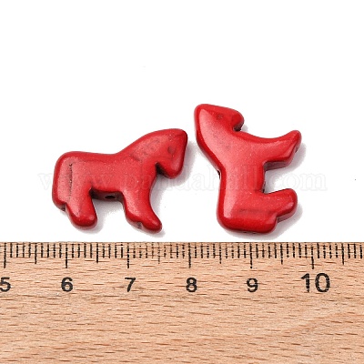 Синтетические бирюзовые бусины в виде лошади G-B015-04-1