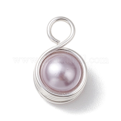 Подвески из круглой медной проволоки с ракушками и жемчугом PALLOY-JF03259-02-1