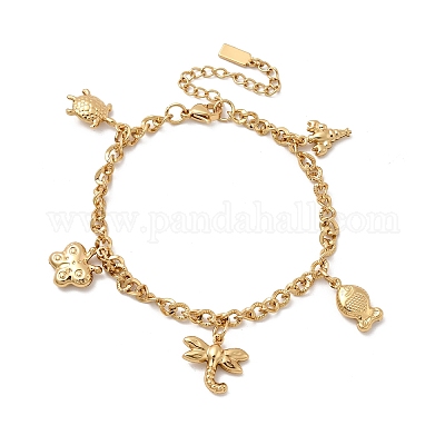 Браслеты с подвесками из нержавеющей стали 304 BJEW-P368-07B-G-1