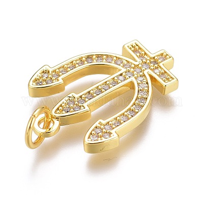 Латунные микропаве прозрачные подвески с фианитом ZIRC-Z008-35G-1