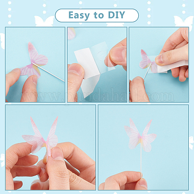 6 набор 2-х цветных украшений для торта в виде бабочек из железа и бумаги DIY-GA0007-53-1