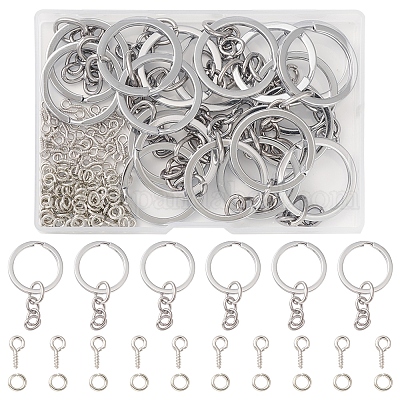 Key Chain Rings Kit 20Pcs Keychain Rings with Jump Rings and Screw Eye Pins  B