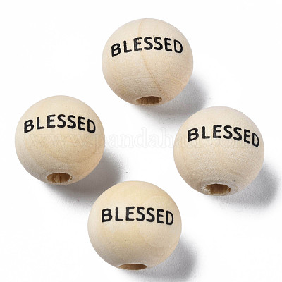 Набивные европейские бусины из натурального дерева WOOD-T019-45-1