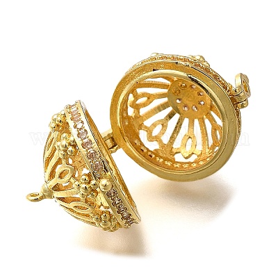 Подвески из латуни с микропаве из кубического циркония с бусинами-клетками KK-M313-12G-01-1