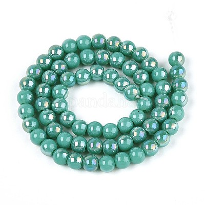 Гальванические непрозрачные стеклянные бусины GLAA-T032-P6mm-AB12A-1