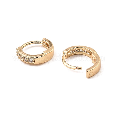 Серьги-кольца из латуни с микропаве из кубического циркония EJEW-D078-51KCG-1