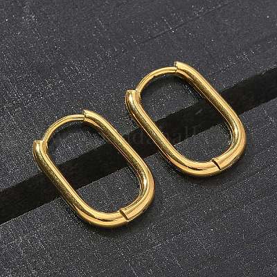 Овальные серьги-кольца из нержавеющей стали 304 с ионным покрытием (IP) X-EJEW-M218-02A-G-1