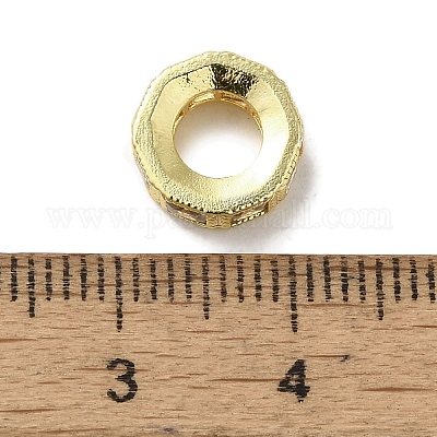 Восьмиугольные латунные микро-паве кубические циркониевые европейские бусины KK-C072-20G-1