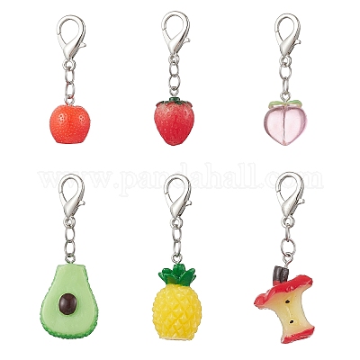 6 шт. подвеска из смолы с фруктами HJEW-JM03814-1