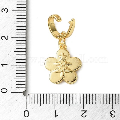 Рождественские подвесные украшения в виде цветов из латуни со стразами KK-H498-01G-10-1