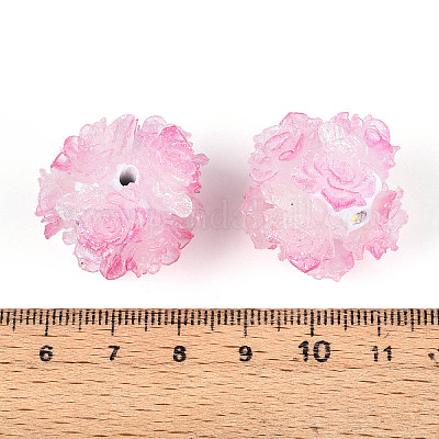 Бусины из полимерной глины со стразами и рельефными смоляными розами RESI-T059-04I-1