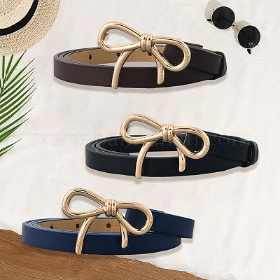 3 шт. 3 цвета сплава бант PU кожаный ремень цепь для женщин AJEW-CL0001-14A-1