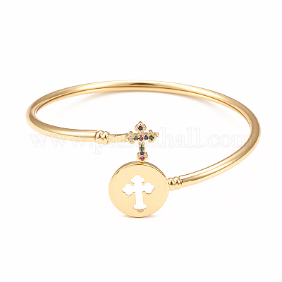 Браслеты из латуни с микропаве из кубического циркония BJEW-E071-21G-01-1