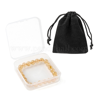 Браслет из круглых бусин из натурального цитрина BJEW-LS0001-09-1