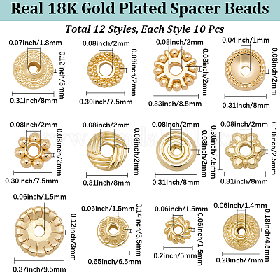 120шт 12 стиля латунные бусины&nbsp;KK-BBC0022-36-1