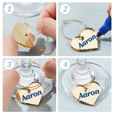 Акриловые подвески для бокалов в форме сердца AJEW-AB00116-1