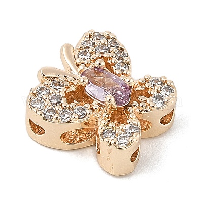 Латунные микро проложить кубического циркония бусы KK-K297-34A-G-1