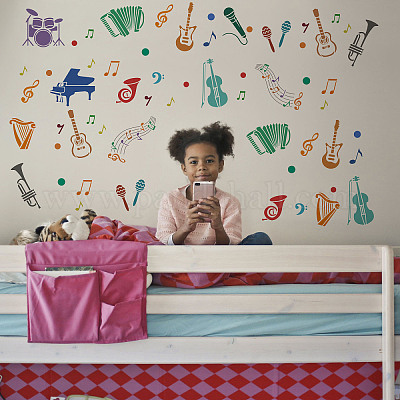 Musik Schablone 30x30cm - Rock & Roll Motive Für DIY Projekte Auf Holz & Wänden