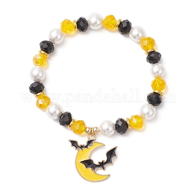 Стеклянные подвески и браслеты с подвесками из ракушек и жемчуга ручной работы из полимерной глины и эмали BJEW-TA00660-1