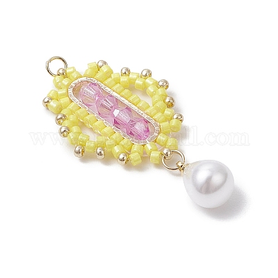 Стеклянные цилиндрические ромбовидные подвески из бисера PALLOY-MZ00651-01-1