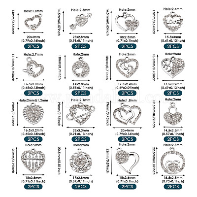 32шт 16 стильные подвески из сплава со стразами ALRI-TA0001-16-1