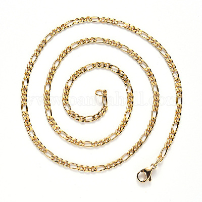 Цепочки-ожерелья Figaro из нержавеющей стали 304 с вакуумным покрытием pvd NJEW-S420-003C-G-1