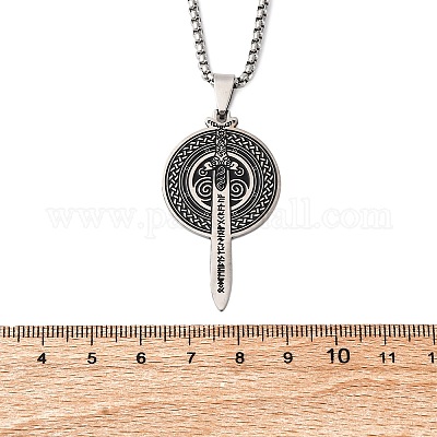 201 кулон из нержавеющей стали с рунами NJEW-S440-07AS-1