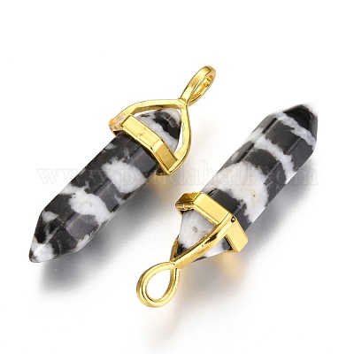 Кулоны из натуральной зебры и яшмы с двумя концами G-G902-B20-1