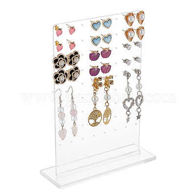 Cheap Earrings Holder Organizer 72 Holes Jewelry Display Shelf Round Square  Metal