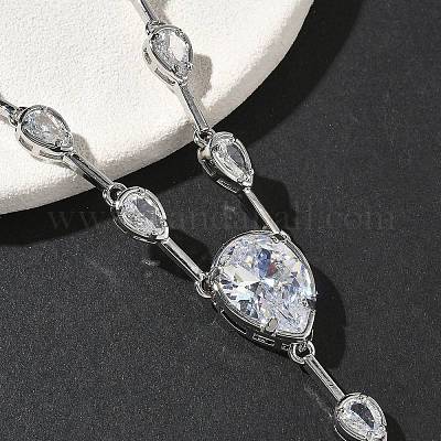 Ожерелья из латуни с прозрачными кубическими цирконами и паве NJEW-G183-06P-01-1